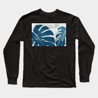 Blue Monstera #5 Long Sleeve T-Shirt